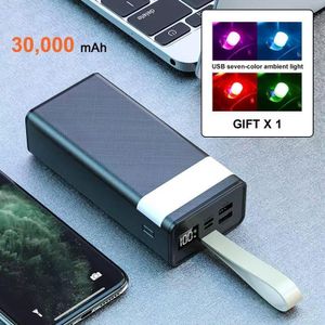Banques d'alimentation 30000 MAh avec chargeur portable de lumière LED
