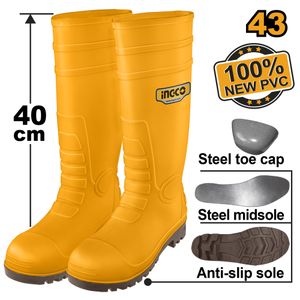 Ingco BOTTE DE SÉCURITÉ PVC JAUNE SSH092S1P43