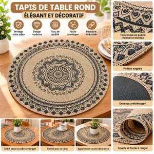 6 Tapis de Table Rond Décoratif Antidérapant – Design Bohème – Plusieurs Tailles