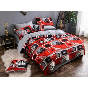 Mika Parure de lit Trois Places, 2 draps + 2 taies d'oreiller, dimensions 240×260cm / 60×80cm, literie textile imprimée