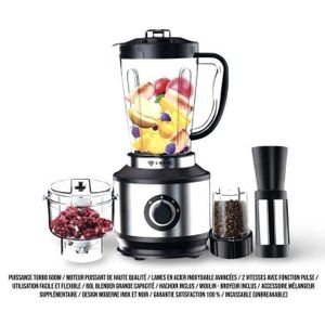 SMART TECHNOLOGY Blender Multifonctions TECHNOLOGY Avec Bol Incassable Résistant à L'eau / Moteur En Cuivre Pur - 600 W- 2L Mixeur Multifonction 4 en 1 incassable