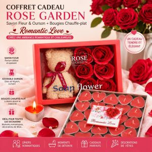 Coffret Cadeau Romantique Douceur & Élégance – Savon Fleur, Bougies Parfumées