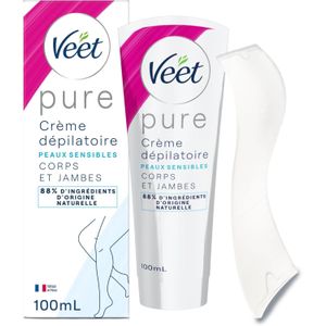 VEET PURE - Crème Dépilatoire Corps et Jambes - Peaux Sensibles - 88% d'Ingrédients d'Origine Naturelle - 100ml