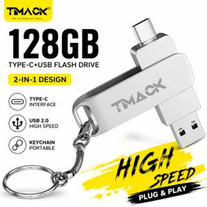 Timack Clé USB 128 Go V3.0 - 2 en 1 + Type C - 130Mo/s Vitesse de Lecture pour ordinateur, ordinateur portable, Android,