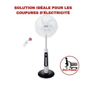 Smart Ventilateur Rechargeable Télécommandé 16 Pouce Hybrid (Panneau Solaire Ou Electricité )