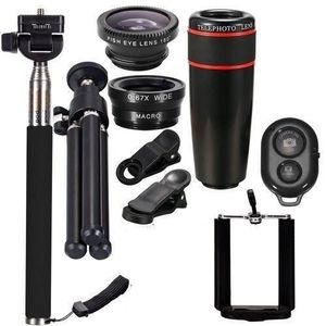 Téléobjectif 10 en 1, téléobjectif macro grand angle fisheye 3 en 1, perche à selfie