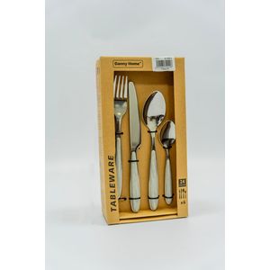 Coffret de couverts 24 pièces – Danny Home (manches effet bois gris)