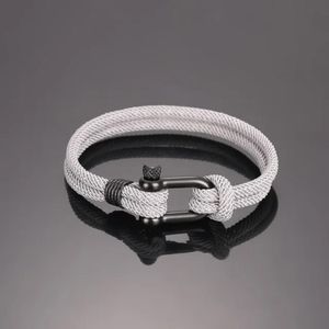Bracelet fait main à deux couches en acier inoxydable pour hommes 