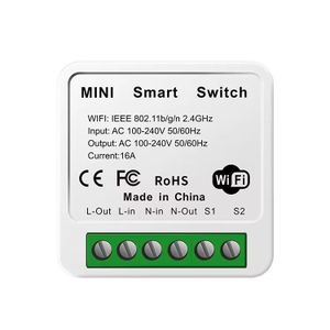 Interrupteur intelligent Wi-Fi mini 16A, prend en charge la commande bidirectionnelle, module d'automatisation de la maison intelligente, compatible avec l'application Smart Life Alexa Google Home, interrupteur mural
