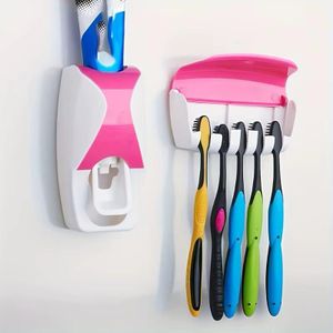 Porte-brosse à dents mural essentiel pour salle de bain – Distributeur et compression automatiques de dentifrice, outil de rangement bien rangé