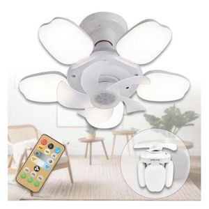 Ventilateur De Plafond 2 En 1 Avec Lumière LED, Ventilateur Avec Télécommande E27, Ventilateur De Plafond Intelligent - 3 Vitesses - 50W