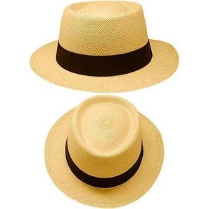 Chapeau Panama Équatorien Authentique en Maille Fine avec Ruban Noir