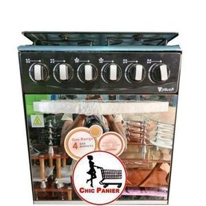 YUCEL Cuisinière 4 Feux Inox Avec Four A 2 Niveaux Et Couvercle Vitré