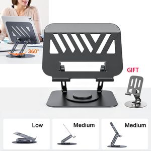 TOUPHY Support Ordinateur Portable Réglable Rotatif – Métal Pliable Pour Bureau Avec Porte-téléphone
