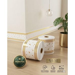 Bande Murale Autocollante Dorée à Motifs Étoilés – 10 cm x 5 m