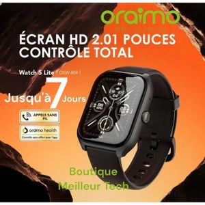 Oraimo  Watch 5 Max HD 2,01 pouces - Montre intelligente Faite Appel HD - Nouvelle Edition Watch 5 Lite