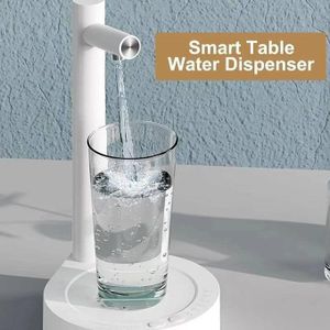 Pompe distributrice de bouteille d'eau de bureau - Pompe à eau automatique portable pour bouteilles de 5 gallons et universelles, distributeur d'eau de comptoir pour la maison, le bureau, l'extérieur (blanc perle)