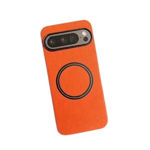 Coque Premium pour Google Pixel 9 Pro XL / Design Texturé finition en similicuir avec Technologie Magsafe Intégrée (orange)  