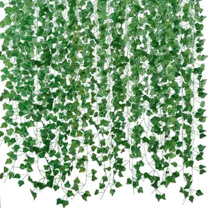 TodyJeyHo Fausses vignes pour la décoration de la chambre (12 Pack 84 pieds) esthétique plante artificielle feuilles de lierre suspendues guirlandes de verdure pour la maison chambre à coucher mur mariage fête de Noël bureau Patio jardin en plein air 