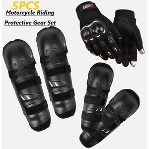 5 pièces genouillères protectrices, protections de course automobile avec gants vêtements gants moto pleins doigts gants antidérapants vêtements gants d'entraînement tactiques, protecteur de coude et genou pour courses de moto