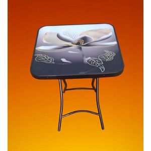 Table Pliable Vitrée/Noir 60Cm X 60Cm