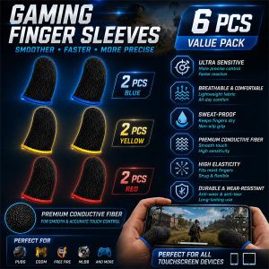 Litglobe Ensemble de 6 manchons de jeu pour doigts/pouces – Manchons pour manettes de jeu mobiles tactiles anti-transpiration, respirants et sans couture, adaptés à PUBG.