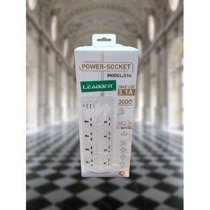 Leadder Multiprise Parasurtenseur - 8 Prises + 3 USB - D14