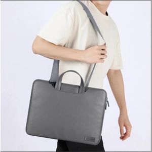 Sacoche pour ordinateur portable, sac pour ordinateurs portables 14/15 pouces, housse anti-rayures en cuir PU - GRIS