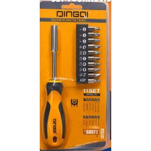 Jeu de Tournevis Porte-Embouts Magnétique DINGQI – Set de Vissage 11 Pièces en Acier Chrome-Vanadium (CR-V) – Tournevis Ergonomique avec Embouts Plats, Phillips, Pozidriv et Torx  