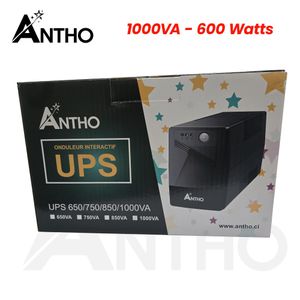 ANTHO Onduleur 1000Va - 600W - 12V7A - 2 Prises - Fr - 50Hz - 230Vac - 1000 Va