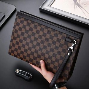 Mode Pochette Homme Motif Damier - Marron 