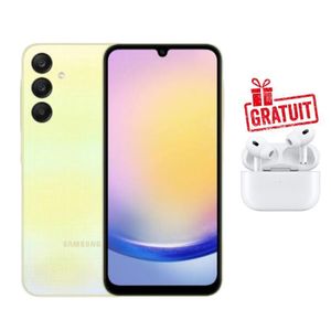 Samsung  Galaxy A25 5G – Écran 6.5" Super AMOLED 120 Hz, 8 GB RAM / 256 GB + Triple Caméra 50 MP + Batterie 5000 mAh + Airpods Pro Écouteurs Bluetooth Offerts