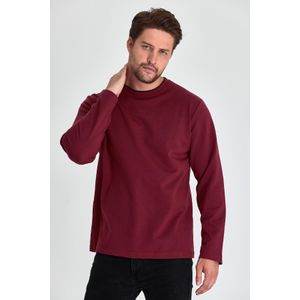 MMETALIC Sweatshirt Homme col rond double, coupe décontractée standard - Bordeaux