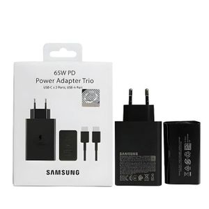chargeur - noir samsung De Charge Rapide Original 2 Ports USB-C, Port USB-A- 65w,25w,15w Noir Sans Câble-NOIR