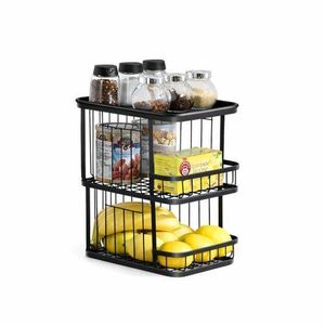 Étagère de Rangement Métallique 3 Niveaux – Organisateur Cuisine Multifonction
