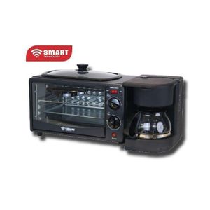 SMART TECHNOLOGY Machine A Petit-Déjeuner Avec Multi-fonction Alimentaires 3 En 1 (STPE-4007FB) FOUR - CAFETIERE -POELE(Plaque Chauffante) -9L-1050W -Noir/ 24 Mois De Garantie.