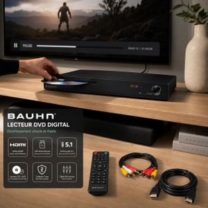 Lecteur DVD Numérique BAUHN 49051 – Sortie HDMI & Port USB