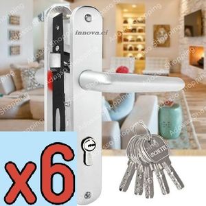 Lot De 06 Poignées De Porte Principale + Serrures Encatrables + 05 Canons & Clés OFFERTS