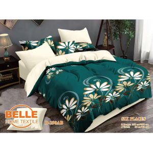 Belle Lot de 2 Draps et 4 Taies - Confort et Élégance pour Lit 3 Places vert feuille