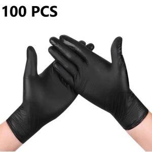 Gants en latex noir sans poudre, grande taille, 100 gants par paquet, adaptés au nettoyage de la cuisine, au jardinage, à la coiffure, à la pêche, etc.