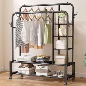Porte-manteau 3 en 1 en métal sur roulettes