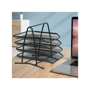 Bac À Documents 4 Niveaux En Maille Métallique Desktop Organiseur Basket Tray étagères - Noir GT