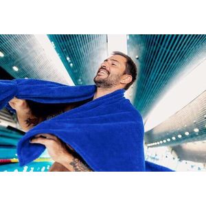 Decathlon Serviette De Bain Microfibre Ultra Douce - Taille L - 80 X 130 Cm - Bleu