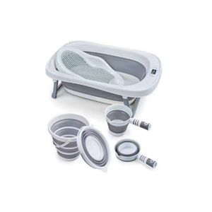 Chic Ensemble Baignoire pliable intelligente 5 en 1 pour bébé- gris/blanc 