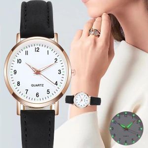 Montre à quartz avec ceinture simple pour femmes - Noir