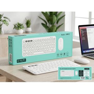 Ensemble Clavier et Souris Sans Fil KM902 - Dual-Mode 2.4GHz et Bluetooth - Multi-Appareils - Ultra-Mince - Touches Rondes Silencieuses