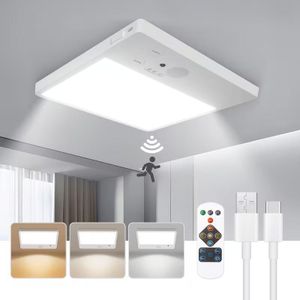 Generic - Plafonnier monobloc à capteur, rechargeable, à fixation magnétique, avec télécommande, adapté aux salles de bains, escaliers, garages et couloirs, 3 températures de couleur.
