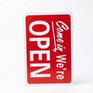 Panneau de Signalisation "Come in We're OPEN" - Rouge & Blanc Haute Visibilité - Design Moderne et Accueillant - Idéal pour Boutiques, Cafés et Magasins - Signalétique de Vitrine Premium