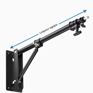 Bras Girafe Mural Télescopique pour Studio Photo & Vidéo – Gain de Place Maximum - 1,70m