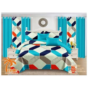 Belle Lot Complet : 2 Draps + 2 Taies + 2 Rideaux – Design Élégant et Confort Assuré